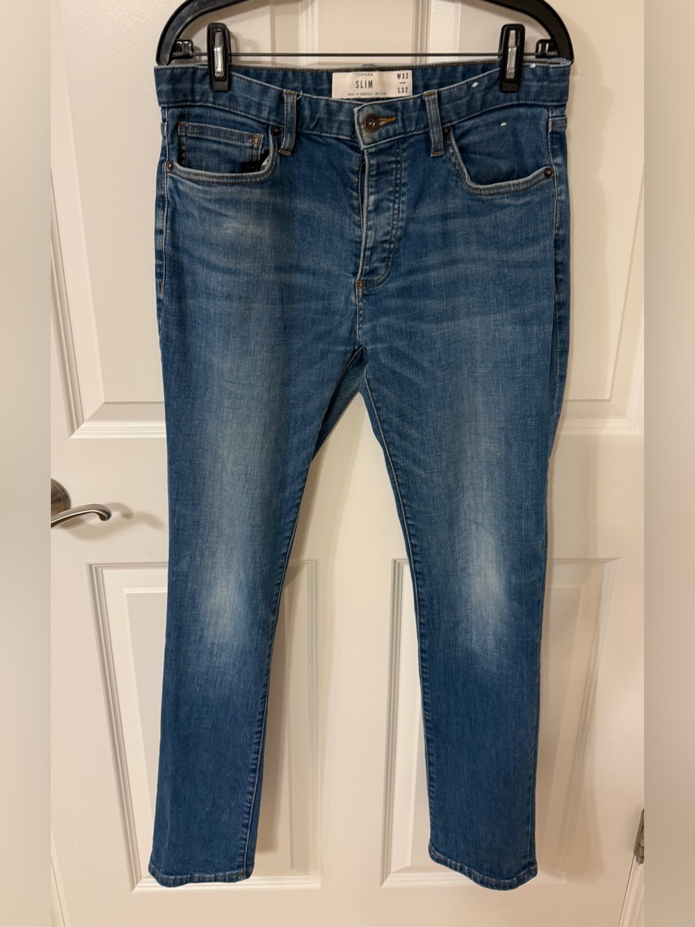 Topman Women’s 32x32 Stretch Slim Jeans Blue Button Fly ECU